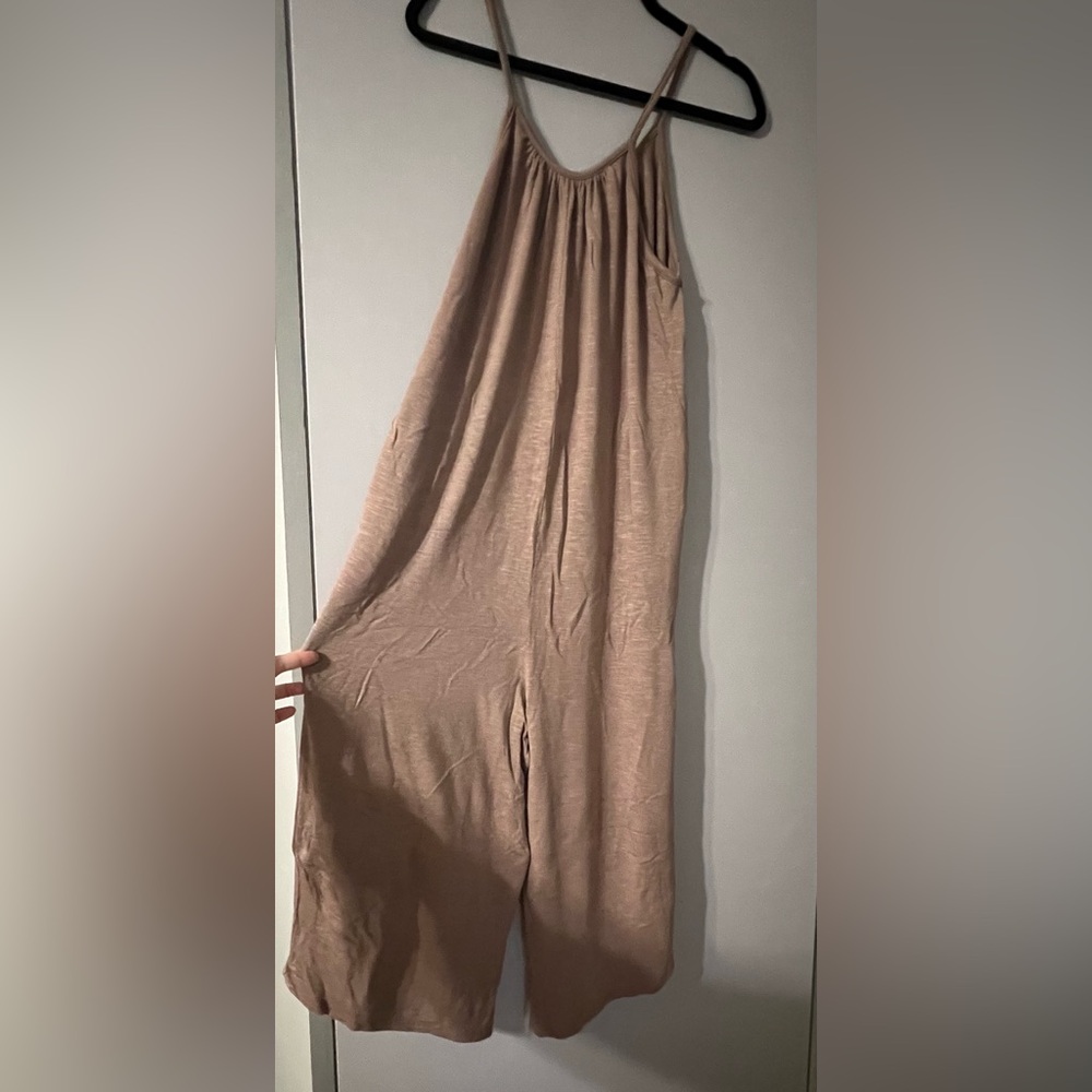 Tan Spaghetti Strap Culotte Jumpsuit
